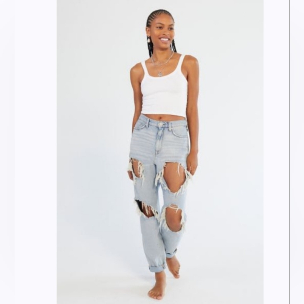 BDG High-Waisted Distressed Light Wash Mom Jean